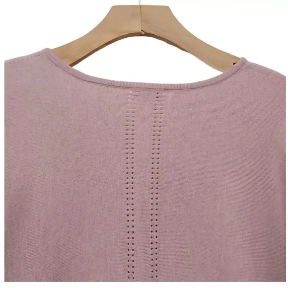 J. Jill Top Rose Dolman Sleeve Knitted V-Neck Cotton Blend Lightweight - Picture 2 of 7